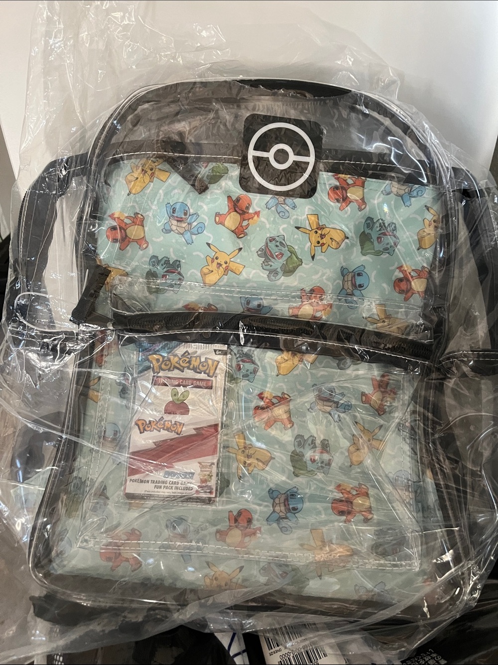 Pokemon Light Blue Pikachu & Friends Clear Front Kids Backpack